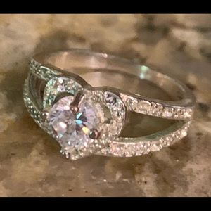 Diamond Accent Sterling 925 Heart Ring